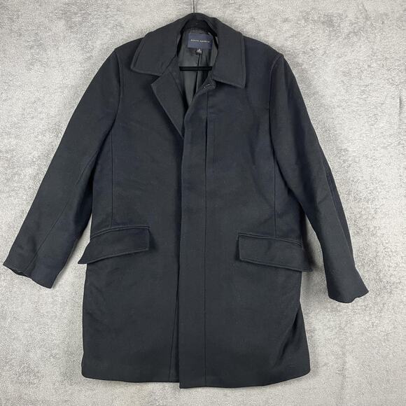 Banana Republic Coat Mens Medium Black Wool Cashmere Blend Hidden Pockets Jacket - Picture 1 of 15